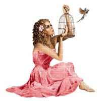 woman with birdcage bp - zdarma png