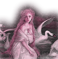 fantasy woman art girl dolceluna swan purple - png grátis