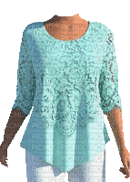 lace aqua blouse - GIF animé gratuit