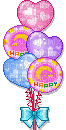 kawaii heart balloons - GIF animé gratuit