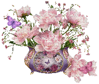 Pink Roses in Vase with Butterflies - Free animated GIF