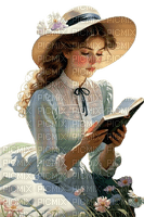 vintage woman book - kostenlos png