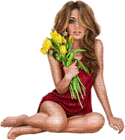 Woman with tulips. Spring. Easter. Leila - png gratis