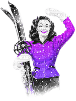 soave woman winter vintage ski sport pin up - Free PNG