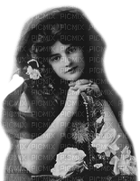 Y.A.M._Vintage retro Lady hat black-white - darmowe png