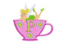 Kaz_Creations Alphabets Tinkerbell On Cup Letter P - ilmainen png