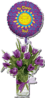 Birthday Flowers and Balloon - Animovaný GIF zadarmo
