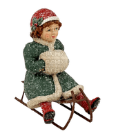 winter child sledge vintage - paintinglounge - 免费PNG