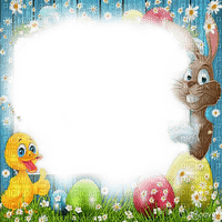 soave frame easter flowers wood duck bunny eggs - фрее пнг