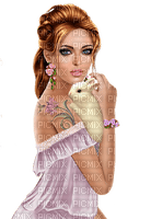 Woman with her rabbit. Easter. Summer. Leila - безплатен png