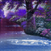 animated tree evening background - Безплатен анимиран GIF
