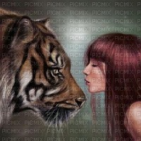 woman with tiger bp - bezmaksas png