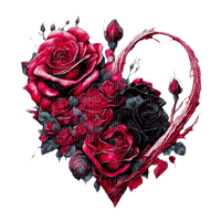 Cuore fiorito con rose rosse - PNG gratuit