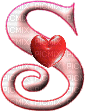 Kaz_Creations Alphabets With Heart Pink Colours Letter S - GIF animé gratuit