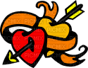 Coeurs fléchés avec ruban - défilé de diverses couleurs clignotantes - GIF animé gratuit