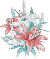soave deco flowers spring lilies branch pink teal - Free PNG