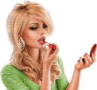 Mujer pintando sus labios - png gratis