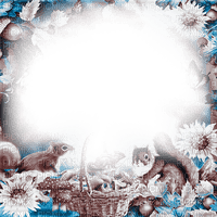 soave frame autumn flowers  leaves squirrels blue - png gratuito