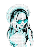 dolceluna woman sunglasses gif glitter teal - Безплатен анимиран GIF