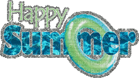Kaz_Creations Logo Text Happy Summer - Zdarma animovaný GIF