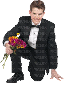 парень с цветами - Ingyenes animált GIF