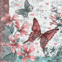 soave background animated flowers butterfly - 無料のアニメーション GIF