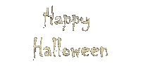 happy halloween text orange gif