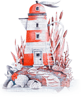 soave deco lighthouse summer vintage blue oraange - PNG gratuit