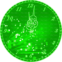 New Years.Clock.Green - png ฟรี