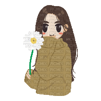 Girl With Flower - Animovaný GIF zadarmo