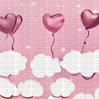 Pink Clouds and Heart Balloons - nemokama png