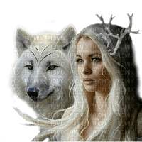 woman and wolf by nataliplus - ilmainen png