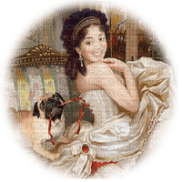 Vintage Woman with a pug - png gratis