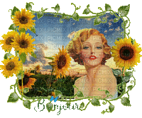 woman with flowers bp - Безплатен анимиран GIF