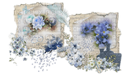 Beige blue white flowers deco [Basilslament] - gratis png