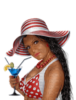 Kaz_Creations Woman Femme Beachwear  With Hat - 免费PNG