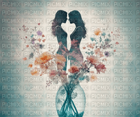 Romantic couple silhouette 9. - 免费PNG