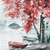 soave background animated autumn painting water - 無料のアニメーション GIF