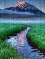 image encre animé effet scintillant brille eau paysage montagne edited by me - Free animated GIF