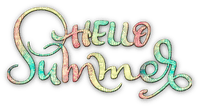 soave text hello summer pink green yellow - PNG gratuit