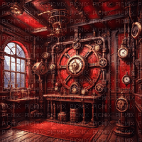 Background - Steampunk - Red - zadarmo png