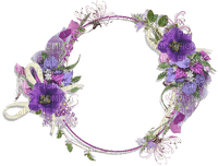 Purple white flowers circle [Basilslament] - nemokama png