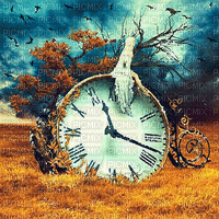 soave background animated fantasy surreal clock - GIF animé gratuit