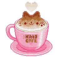 kitty cafe cup pixel art - zdarma png