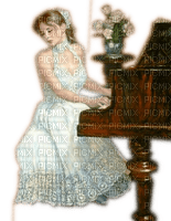Rena Vintage Woman Piano Klavier Frau - фрее пнг