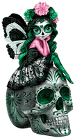 Sugar.Skull.Fairy.Green.Pink.Black - 免费PNG