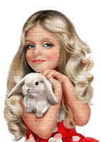 Mädchen, Girl, Hase, Kleid rot - Free PNG