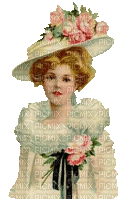 Lady, Hut, rosen, vintage - 無料のアニメーション GIF