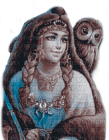 Y.A.M._Winter Fantasy women owl Sepia - png gratuito