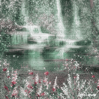 soave background animated waterfall field flowers - Bezmaksas animēts GIF